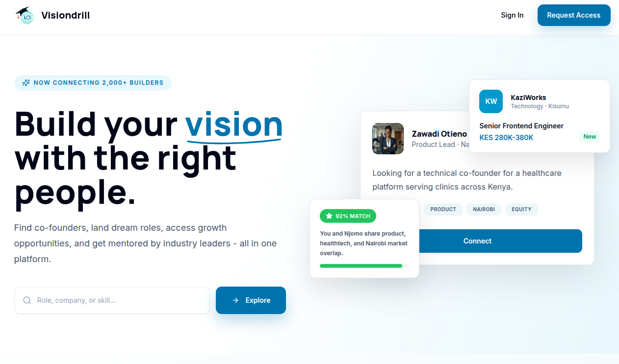 Visiondrill Hub interface
